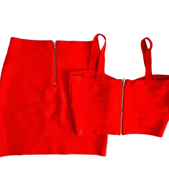 Bebe Bondage Crop Top + Matching Mini Skirt  2PC - Picture 2 of 4